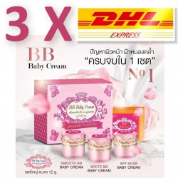 3 X BB Baby Cream Facial Cream Reduce Acne Freckles Dark Spots Size12g. Dhl Expr