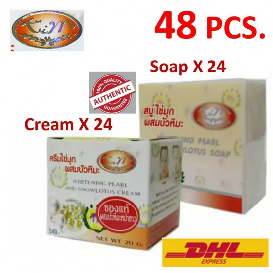 24x SnowLotus Bright Face Pearl Cream + Soap Anti Wrinkle Pimple Dark Spot