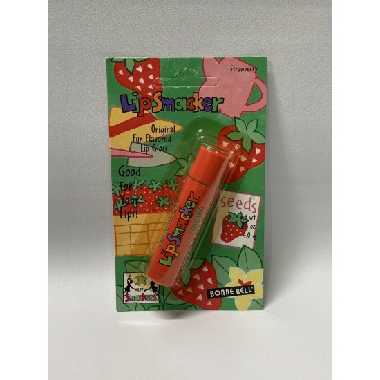 NEW RARE Vintage Bonne Bell Lip Smacker STRAWBERRY Lip Gloss NOS Lip Balm Carded