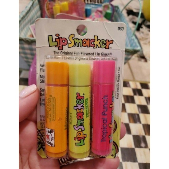 RARE!!!Vintage Bonne Bell lip smacker trio. Mango, kiwi and tropical punch. HTF.