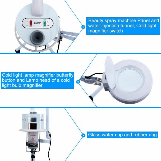 3 in 1 5X Magnifying Lamp Facial Steamer Hot Ozone Machine Spa Salon Beauty USA