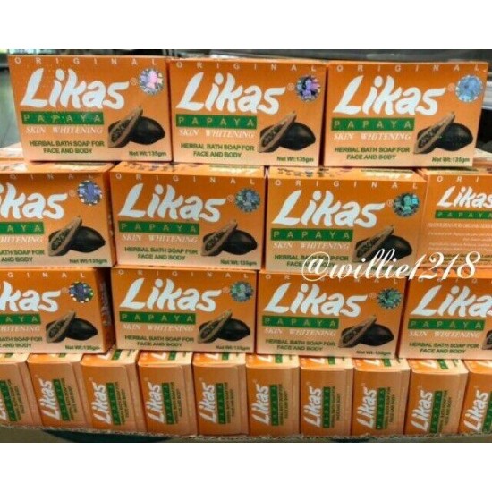 18bars ORIGINAL LIKAS PAPAYA SOAP Skin Whitening Herbal Soap 135g - SILVER SEAL!