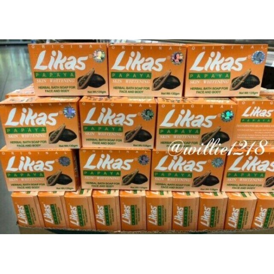 18bars ORIGINAL LIKAS PAPAYA SOAP Skin Whitening Herbal Soap 135g - SILVER SEAL!