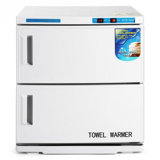 32L Double-Decker Hot Towel Cabinet Warmer UV Sterilizers Beauty Salon Equipment