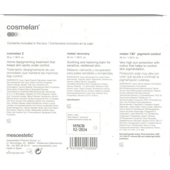 MESOESTETIC COSMELAN HOME PACK (3 Items) Exp. 02/2024