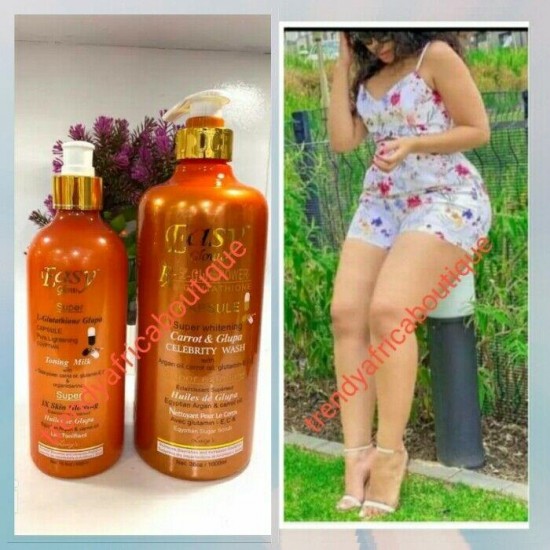 Easy Glow super whitening milk + Celebrity toning shower gel combo. Carrot+glupa