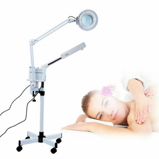 3 In1 Facial Steamer+5x Magnifying Lamp LED Ozone Salon Spa Beauty Equipment