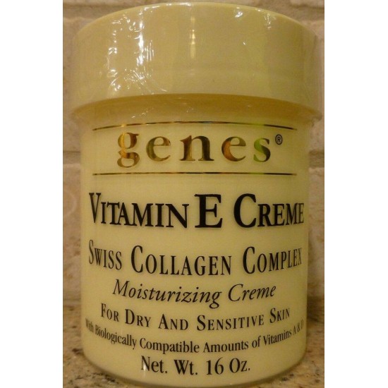 2 Jars Genes Vitamin E Creme Swiss Collagen Complex 16 oz