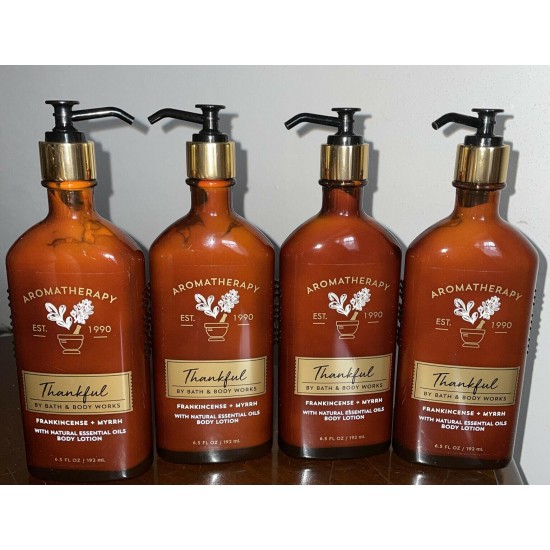 Set 4 Bath & Body Works Aromatherapy THANKFUL FRANKINCENSE & MYRRH Body Lotions