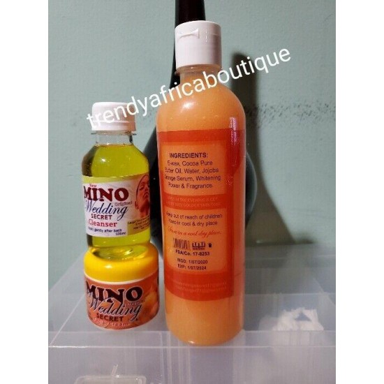 Mino wedding secret. Original halfcast body lotion; face cream & face cleanser