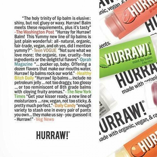 Hurraw! Lip Balms: Staff Favorites, 20 Balm Bundle Pack – Organic, Certified Veg