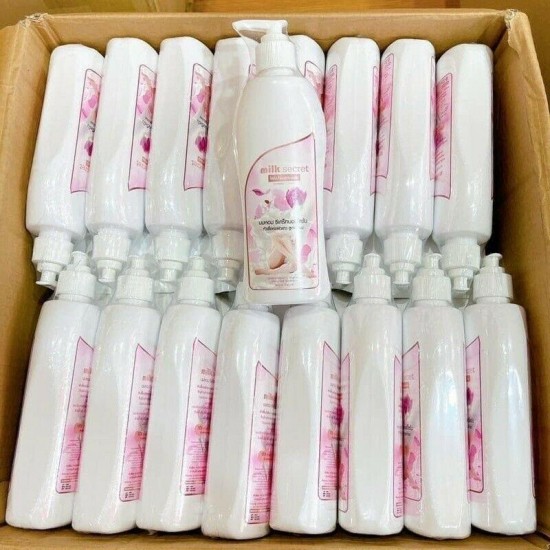 Milk Secret Body Lotion Good Smell Tempting Whitening Very Smooth Skin 4x300 ml.