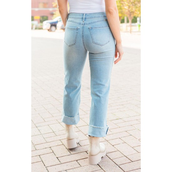 Cuffed Straight Jeans