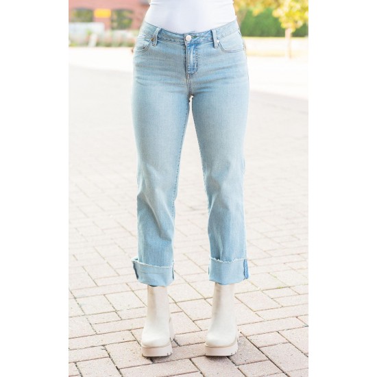 Cuffed Straight Jeans