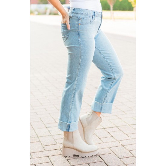 Cuffed Straight Jeans