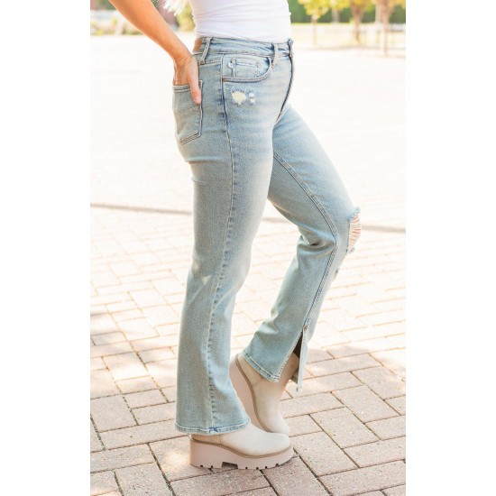 Straight Leg Distressed Jeans