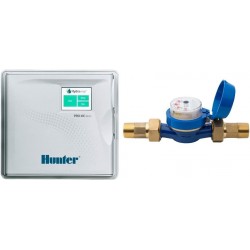 Hydrawise Pro-HC 12-Station Indoor Wi-Fi Irrigation Controller (PHC-1200i) & Hunter Industries HC100FLOW Hydrawise 1 HC Flow Meter Irrigation Sensor, Blue