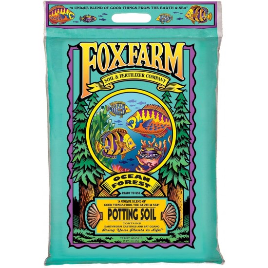 FX14053 Ocean Forest PH Organic Garden Potting Soil Blend Mix for Containerized Plants, Flowers, and Vegetables, 12 Quart Bag (12 Pack)