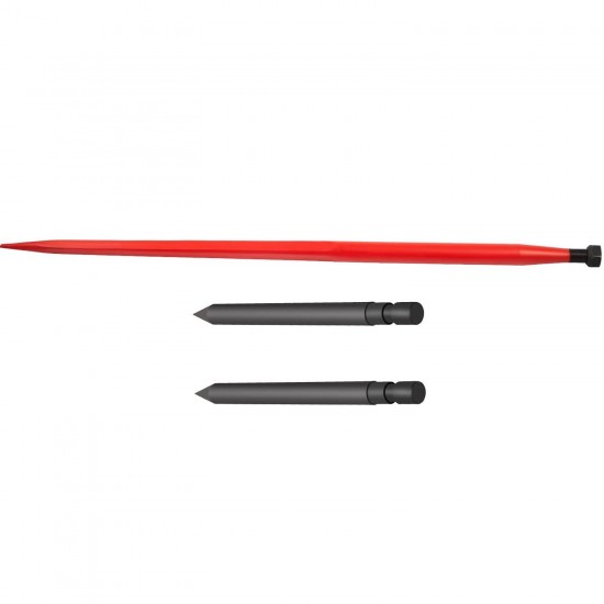 Hay Spear 49 Bale Spear 3000 lbs Capacity, Bale Spike Quick Attach Square Hay Bale Spears 1 3/4 Wide, Red Coated Bale Forks, Bale Hay Spike with 2 Stabilizer Spears Conus 2