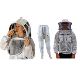 Beekeeping Suit Jacket & Trousers Pants with 2 Veils Fencing & Round Brim Hat Ventilated 3 Layer Mesh Costume (2X-Large)