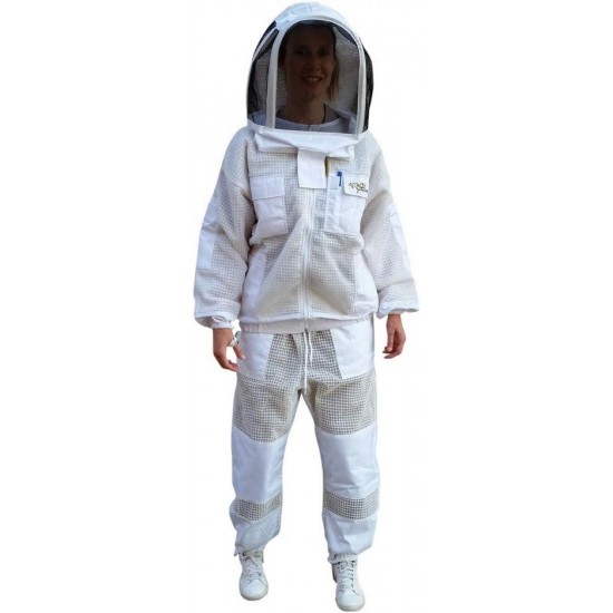 Beekeeping Suit Jacket & Trousers Pants with 2 Veils Fencing & Round Brim Hat Ventilated 3 Layer Mesh Costume (2X-Large)