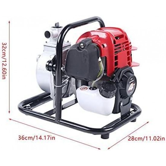 Water Transfer Pump Portable, Gasoline Water Pump, 1 Inch 38CC 4-Stroke 8500r/min Gasoline Water Delivery High-Pressure Pump, Strong Pull Kickback Starting System Lawn Watering Equipment