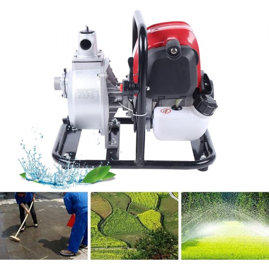 Portable Gasoline Engine Water Pump 4 Stroke Garden Irrigation Gas Powered Pump Air-cooled Water Transfer Pump for Lawn Watering Field Pumping,38cc,14.2x11x12.6in, lift 98.42ft