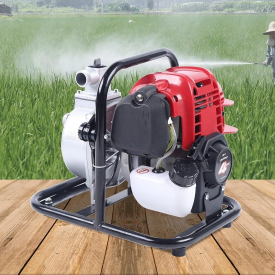 4 Stroke 1.2KW Gas Gasoline Powered Water Pump, Portable Gasoline Pump, Transfer Irrigation Pump Fits for Farmland/Garden/Fire Fighting