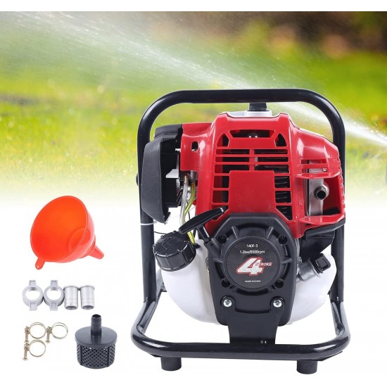 Portable Gasoline Engine Water Pump 4 Stroke Garden Irrigation Gas Powered Pump Air-cooled Water Transfer Pump for Lawn Watering Field Pumping,38cc,14.2x11x12.6in, lift 98.42ft