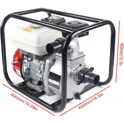 6.5HP 4 Stroke Gas Water Pump 210CC Petrol Water Semi Trash Pump, 2 High Pressure Garden Irrigation Water Transfer Pump for Farmland, Field, Garden,Car Washing