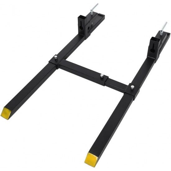 Clamp-On Pallet Forks 60 Total Length 1500 LB Capacity Heavy Duty Front Loader Forks with Adjustable Stabilizer Bar for Loader Bucket Skid Steer Tractor