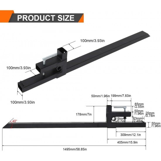 Clamp-On Pallet Forks 60 Total Length 4000 LB Capacity Heavy Duty Front Loader Forks with Adjustable Stabilizer Bar for Loader Bucket Skid Steer Tractor