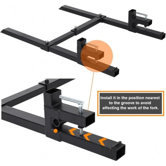 Clamp-On Pallet Forks 60 Total Length 4000 LB Capacity Heavy Duty Front Loader Forks with Adjustable Stabilizer Bar for Loader Bucket Skid Steer Tractor