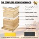 8 Frame Bee Hive, Compelte Bee Hive Starter Kit Includes 1 Deep Brood Honey Bee Hives Box, 1 Medium Super Bee Box with Beehive Frames and Foundation Sheets