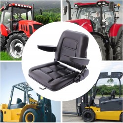 20 Universal Tractor Seat with Armrest, 175° Adjustable PVC Fordable Forklift Seat Replacement GDAE10 Excavator, Skid Loader, Backhoe Dozer Telehandler, Lawn Mower Waterproof