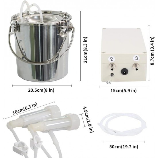 Cow/Goats Milking Machine with Pulse Direct Suction Integration Vacuum Pump and Automatic Stop Device, Adjustable Speed Control, Portable Livestock Milking Equipment