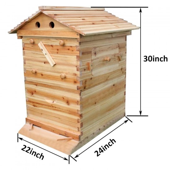 Bee Hive Automatic Flows Hive Beehive Complete Kit Hive Box Beekeeping House with 7PCS Honey Frames for Professional Beekeeper Beginners