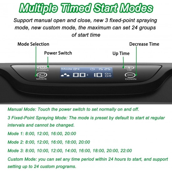 Automatic Misting System with 9L Tank, Reptile Mister Fogger Humidifier with Timer, Automatic Mister Host Built-in Quiet Pump Expandable to 20 Fine Mist Nozzles, Solenoid Valve to Prevent Dripping