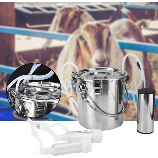 Milking Machine, 5L Electric Milking Cluster with Vacuum Pulse Pump Portable Breast Pump Cow Sheep Milking Machine(for Goat US Plug)