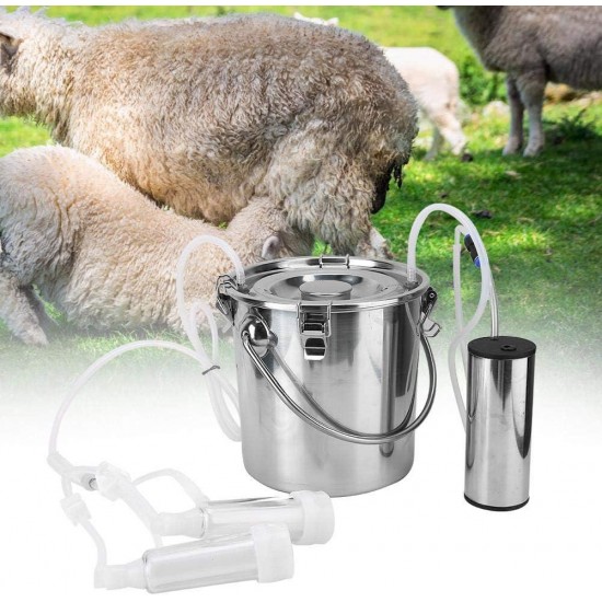 Portable Electric Milking Machine 5L Goat Milker Machine Sheep Milker for Sheep/Goat/Cow with Vacuum-Pulse Pump Stainless Steel Easy to Clean(Sheep)