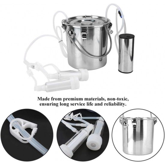 Milking Machine, 5L Electric Milking Cluster with Vacuum Pulse Pump Portable Breast Pump Cow Sheep Milking Machine(for Goat US Plug)