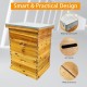 10-Frame Langstroth Beehive Dipped in 100% Beeswax Waxed Beehives for Beginners with Bee Hive Frame and Waxed Foundation(3-Layer)