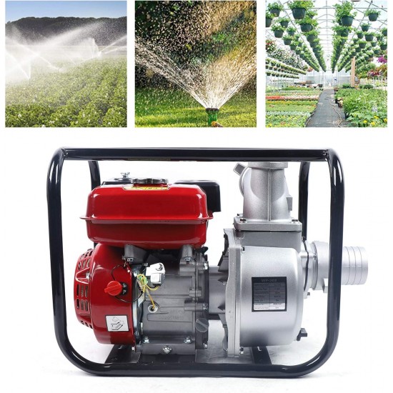 3 7.5Hp Gasoline Water Pump, High Pressure Water Pump Portable Petrol Water Transfer High Pressure Pump Trash Pump for Irrigation Pool, Landscaping Or Gardening Irrigation 1500W Aluminum