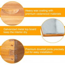 8 Frame Bee Hive Kit Dipped in 100% Beeswax. Complete Beehive Starter Kit Include 2 Deep Hive Boxes and 1 Medium Super Bee Box with Beehive Frames and Foundation Sheets.(3 Layers)