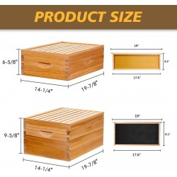 8-Frame Langstroth Beehive Dipped in 100% Beeswax, Complete Bee Hives and Supplies Starter Kit Includes 2 Deep Hive Bee Box and 2 Bee Hive Super with Beehive Frames and Foundation