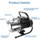 1.6 HP Shallow Well Pump Garden Pump, Portable Water Transfer Draining Irrigation Pump for Water Removal, Lawn Fountain Pump, Irrigation Pump 1162 GPH 147 Feet Height