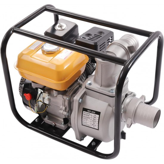 Gas Gasoline Water Pump, Water Transfer Pump, High Pressure Water Pump, High Pressure Pump for Irrigation Pool, Portable Gas Engine High Pressure Water Pump (3 Inch 4-Stroke 210CC 7.5HP Yellow)