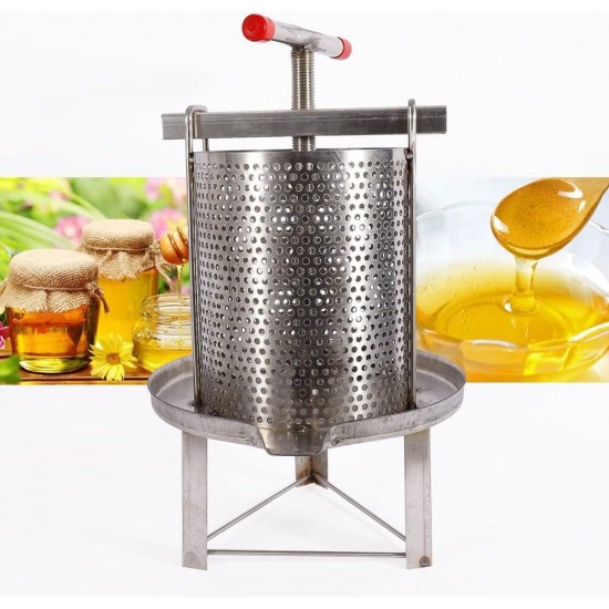 Manual Honey Press Extractor, Stainless Steel Honey Press Stainless Mesh Honey Strainer Spinner Press Beekeeping Supplies