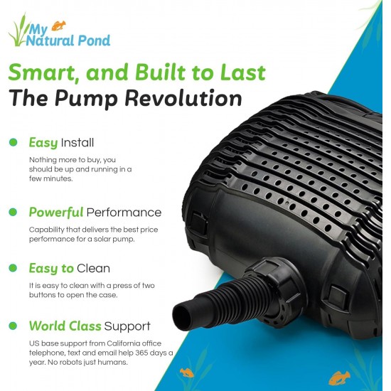 MNP Powerful Submersible Solar Powered Pond Pump Kit with Panels and Hose. Battery Included. Advanced design. (2 Panel: 898 GPH - 10 Max. Head Feet - 50 Watts)