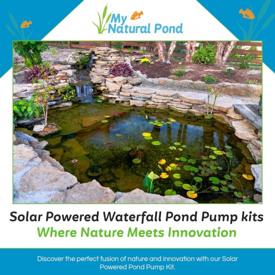 MNP Powerful Submersible Solar Powered Pond Pump Kit with Panels and Hose. Battery Included. Advanced design. (2 Panel: 898 GPH - 10 Max. Head Feet - 50 Watts)